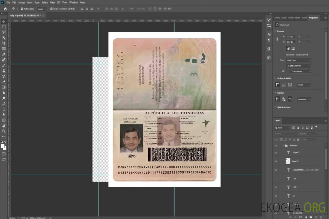 Passeport HONDURAS template Passeport HONDURAS template